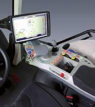 KEY FEATURES AND BENEFITS FOUR-POST CAB DESIGN WITH SPACIOUS FLAT-DECK PLATFORM EASY ACCESS DATA SCREEN MANAGER (DSM) AND MULTIFUNCTION ARMREST The modern 12-inch DSM touchscreen monitor is bright