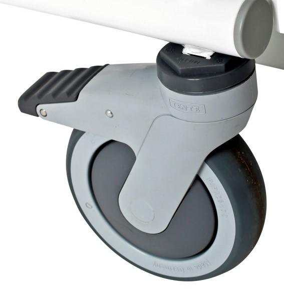 The snap lock automatically locks the armrest when they are down. Castors/wheels The chairs is fitted as standard with 125 mm castors which have a closed circuit.