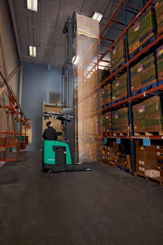 Industry-Leading Run Times: The ESR and EDR series of reach trucks has the ability to run up to two shifts on one battery charge, saving your business valuable operating time and money.