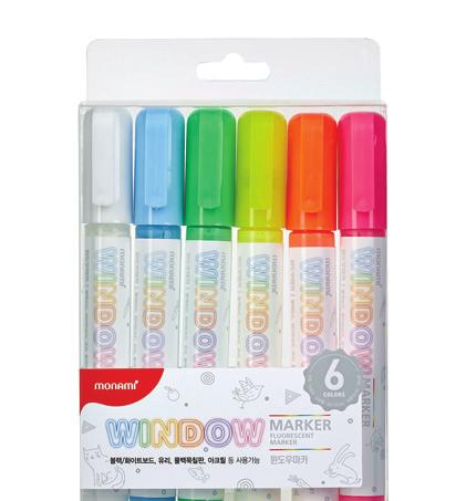 42 HOME & DIY MARKER Window Marker For writing and drawing on black boards, windows, glass and mirrors Opaque and odorless Wipes off easily with a cloth Available in bright 6 colors 6 COLOR SET 2.