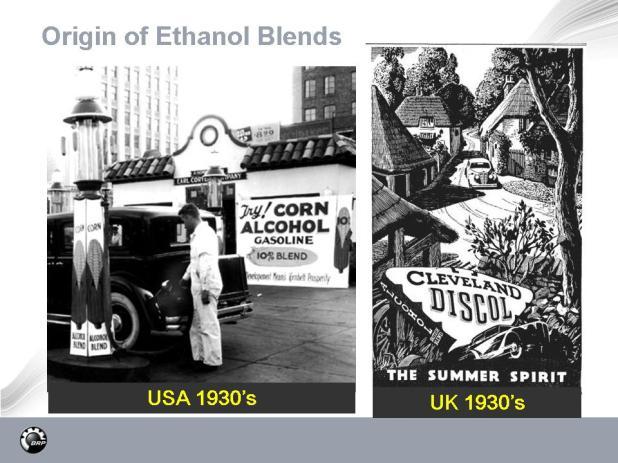In the 1930 s there were several concerted attempts to market Ethanol in fuels, usually to extend our oil reserves and help farmers.