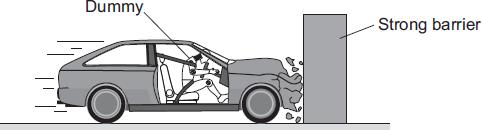 State one factor that changes both the first part and the second part of the stopping distance. (c) The front crumple zone of a car is tested at a road traffic laboratory.