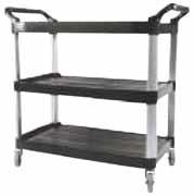 office use Rounded handles improve cart manoeuvrability Dimensions: 20" W x 39" D x 38" H Capacity per shelf: 100 lbs.