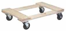 HARDWOOD DOLLIES Kiln dried Countersunk bolts prevent scratches Wood thickness: 7/8" Rounded edges and handles facilitate storage and movability Non-marking casters Shipped knocked down DOLLIES &