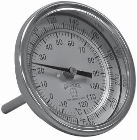 Food & Beverage Bi-Metal Thermometer TNR Description & Features: A general purpose, tamper-proof, 304 stainless steel thermometer Hermetically sealed case Bi-metallic sensing element for reliable