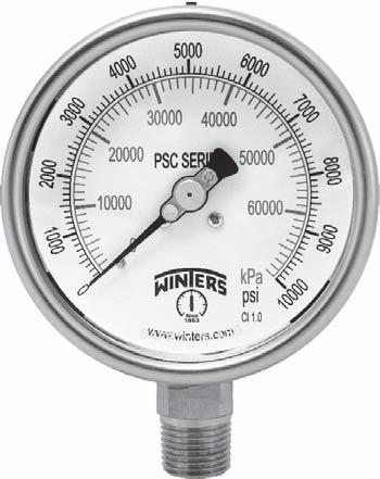 Safety Case Gauge PSC Description & Features: Solid front blowout back for the ultimate in gauge safety Full rotary movement and micrometer pointer for ease in calibration Overload stop Stainless