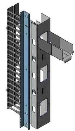 2b Front-to-back cable manager Two troughs are sized for the cable manager that fits the 700 mm wide cabinet.