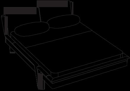 Bed Le Ali 01 with headboard and set of slats 01 Testiera/Headboard: Misura letto L. 180 / bed size W.