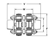 Double or C Type No. HP per 100 RPM Capacity Torque lb. ft. RPM Working Angle Used in Double Morflex Couplings, "CC" 2 single centers, spacer plate and required hardware Assembly Weight Stock Min.