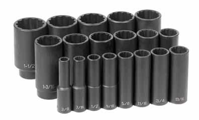 1/2 Drive 12-Point Fractional Impact Socket Master Sets No. 1719 1/2 Drive 12-Point Standard Length Fractional Master Set This set includes standard length Fractional sizes from 3/8 through 1-1/2.