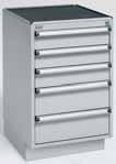 Fully extendable drawers can be loaded up to 60 kg. All the drawer units have central locking. The drawer units with a door can be fitted with a lock.