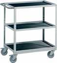 Storage trolley An easy solution for mobile storage, the storage trolley has an adjustable middle shelf, and the shelves are fitted with standard rubber mats.