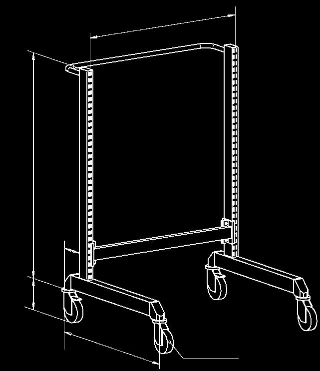 Trolleys Modular size The modular (M) size refers to the distance between two upright tubes from the middle of the tube. The modular size is used to find the appropriate accessories.
