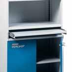 Industrial shelving and cabinets Move with a pallet truck The cabinet can be moved with a pallet truck or a forklift when the plinth front panel has been