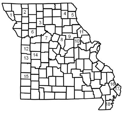 PROCEDURES Regions and Locations The MU Variety Testing Program divides the corn growing area of Missouri into four regions: North, Central, Southeast, and Southwest.