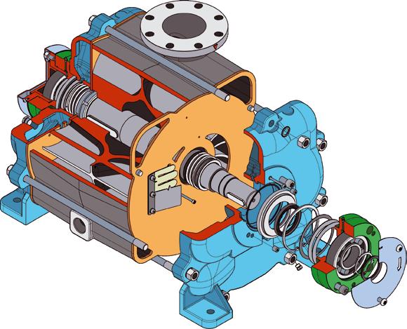 The new hydraulic profile allows a performance increase over 10% than the traditional liquid ring vacuum pump designs.