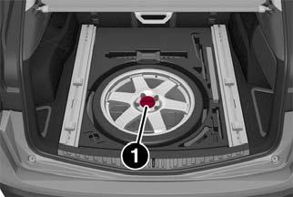 Inflatable Spare Tire If Equipped 1 Locking Plate Wheels Blocked 7. Open the liftgate and lift up the load floor using the handle. 8.