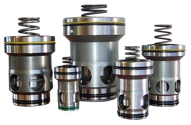 DIN 24342 SLIP-IN LOGIC CARTRIDGE VALVES/INSERTS SIZES 16mm TO 80mm 6000 PSI Compatible with standard DIN 24342 cavities Sizes 16mm up to 80mm Two different area ratios available Dampening nose