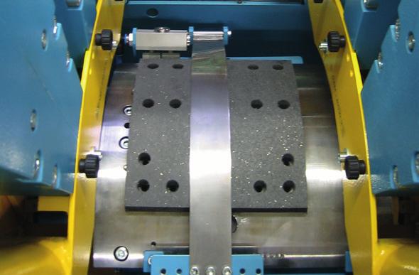 We have designed this machine with two drilling platforms for high volume heavy duty commercial brake blocks production