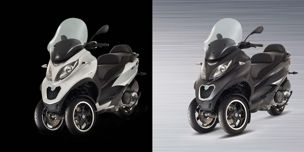 To take on traffic with inimitable style, the Piaggio MP3 SPORT is available in matt light grey or