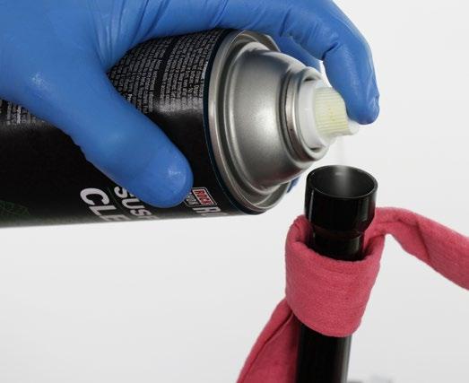 Spray RockShox Suspension Cleaner or isopropyl