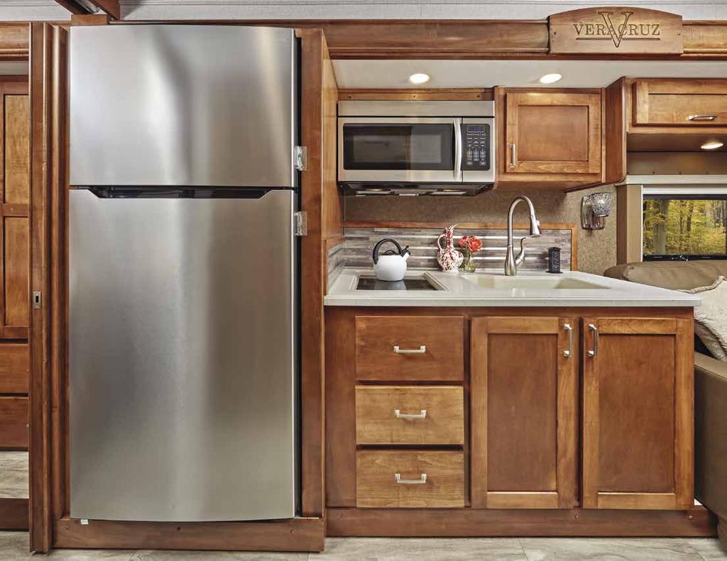 LEGENDARY RENEGADE LUXURY VERACRUZ LEGENDARY RENEGADE QUALITY VERACRUZ The kitchen of the Veracruz features solid Maple hardwood cabinets with plenty of storage with soft closing drawers, topped