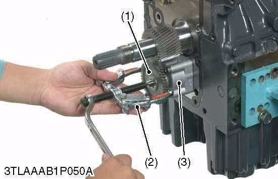 (1) Fuel Camshaft Stopper (2) Fork Lever Holder Mounting Screw (3) Fork Lever 1 (4) Fork Lever 2 (5)