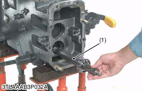 L3200, WSM TRANSMISSION PTO Counter Shaft 1. Remove the bearing cover (2). 2. Remove the external snap ring (3). 3.
