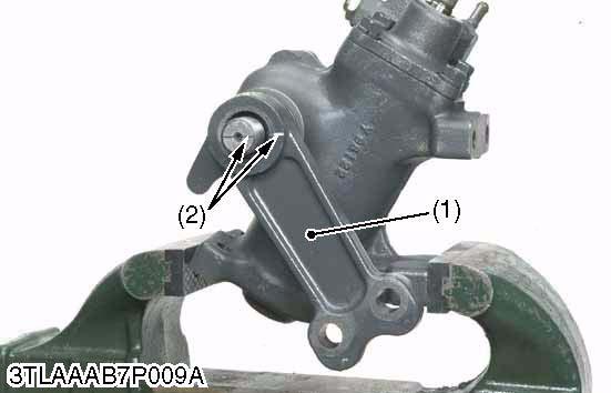 Secure the power steering gear box with a vise. 3. Remove the nut and spring washer. 4.