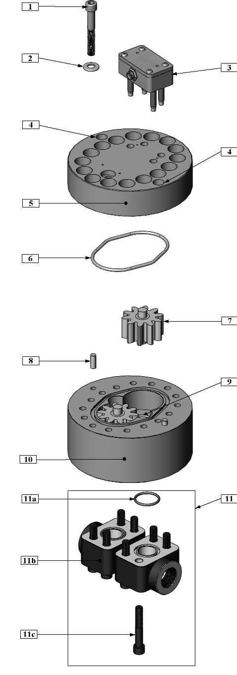 Maintenance Guide For Flow Meter Series: FPD20x5-x-x Cleaning, inspecting or repairing a FPD20x5 Series gear flow meter is easily accomplished by following the procedures below. 1.