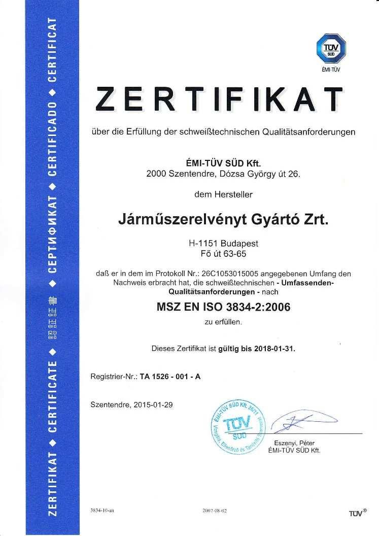Certifications DIN EN