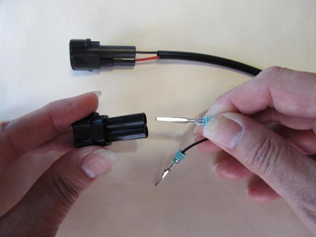 9. Push the pins into the connector supplied in kit.