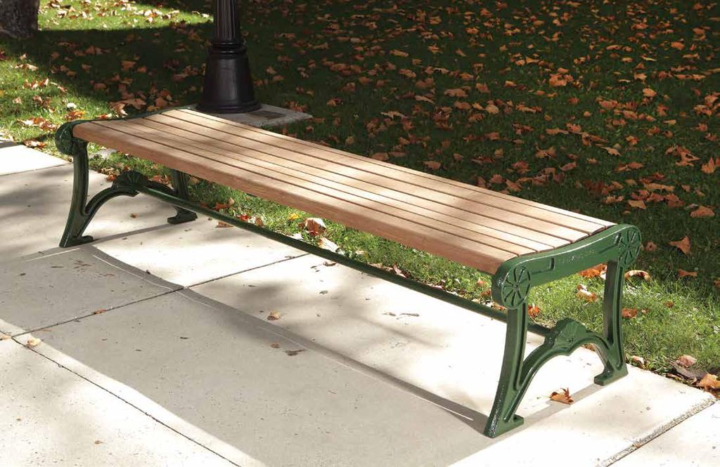 DUMOR SIGNATURE Shown w/green finish/ipe bench 91 Douglas Fir slats 91-60D 6' long, 2 supports, 136 lbs. $695 91-80D 8' long, 2 supports, 151 lbs. $720 Ipe slats 91-60I 6' long, 2 supports, 164 lbs.