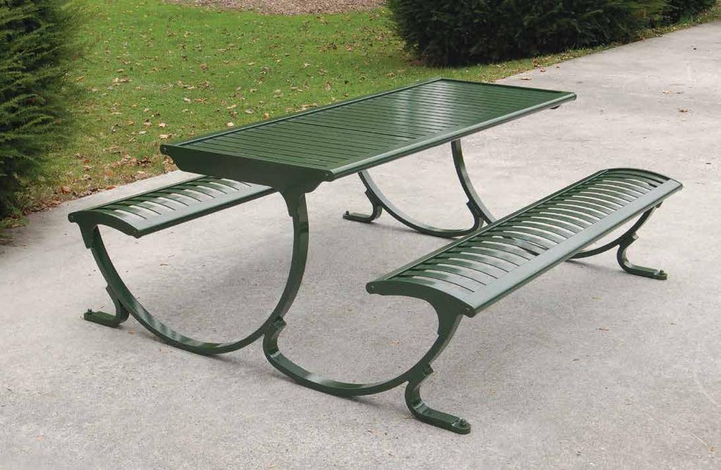 DUMOR SIGNATURE Shown in Green with vertical strap Table 464 Picnic Table 464-60VS 6' Picnic Table, Vertical Strap, 370 lbs. $2,025 464-60HS 6' Picnic Table, Horizontal Strap, 410 lbs.
