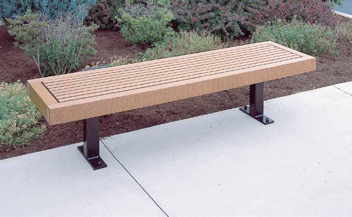 $875 Add to unit price per end/center armrest $95 Support Options: S-1, S-2, S-3, and S-4 2" x 3" nominal slats PARK BENCHES Shown w/black