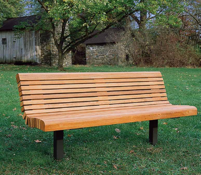 $2,005 Add to unit price per end/ center armrest $125 Support Options: S-1, S-2, S-3, and S-4 2" x 4" and 4" x 4" nominal slats Factory assembled seat Shown w/black finish/douglas Fir Bench 39