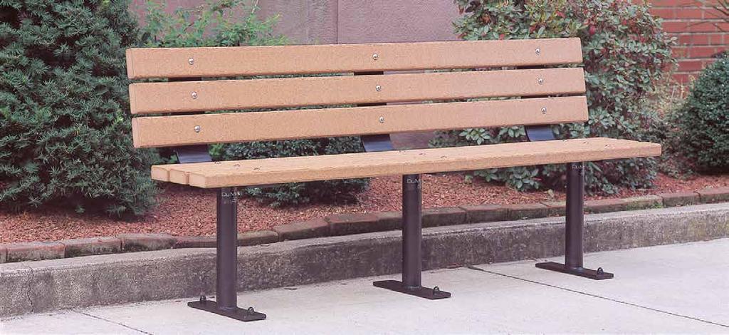PARK BENCHES Shown w/black finish/cedar plastic BENCH 138 Recycled Plastic slats 138-60PL 6' long, 3 supports, 126 lbs.