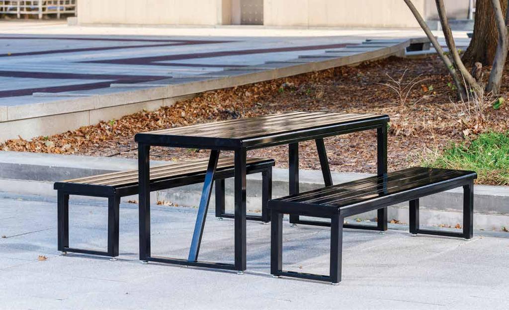 CHAIRS AND TABLES 299-60HS shown in Black table 299 IPE SEATS 299-60I 6' long, Picnic Table, Ipe, 555 lbs. $3,350 299-60-1I ADA Accessible Picnic Table, Ipe, 546 lbs.
