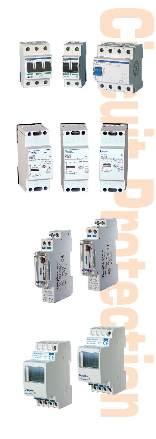 MODULAR DEVICES The range of two, three and four pole isolator switches are of a modular design and fit on DIN 50022 rail. Terminal capacity is 25mm 2.