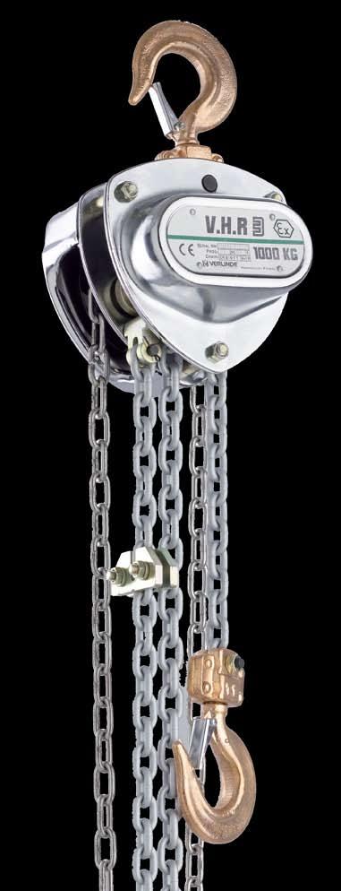 Options available A wide range of options is available for this hoist : > VHR with stainless steel load chain. > Chain bag.