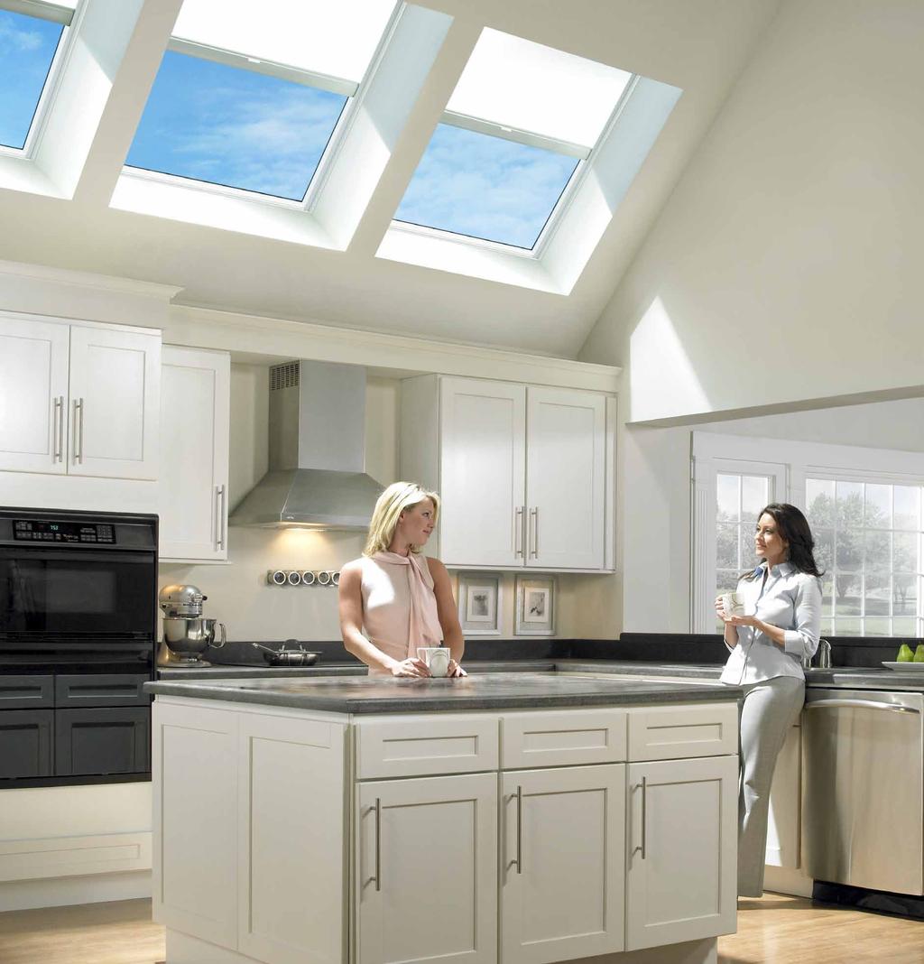 Deck mounted skylights (3) FS S06 Fixed skylights with roller blinds No leak skylight 10-year product and installation warranty 14-85 3:12-137:12 Fixed skylight - model FS An economical choice for
