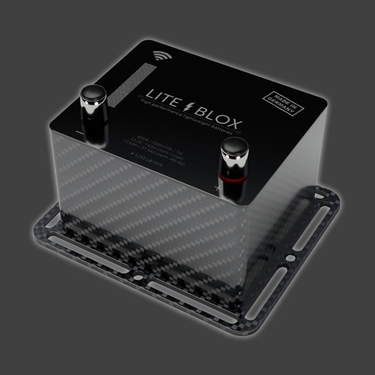 LITE BLOX LB19XX Our mid-size high performance starter battery model comes within a thermally & mechanically decoupled CFK housing with implemented bracket plus intelligent electronics for extended