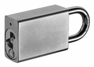 Padlock with Spring Loaded Shackle VHS.90, VHS.92, VHS.93 Suitable for universal use indoor and outdoor. Shackle can be locked without a key by simply pushing it into the housing.