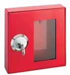 Emergency Key Cabinet NSK.K2 Metal cabinet for secure storage of emergency keys. Case and door made of sheet metal, bright red Glass pane exchangeable 1 camlockcylinder BMZ.