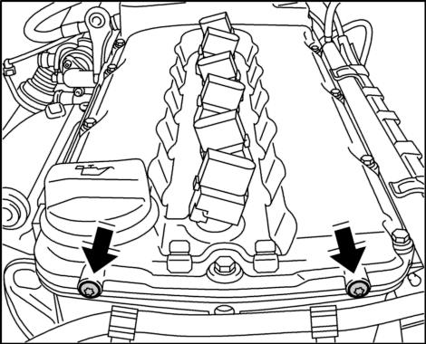 Page 9 of 9 3. Fit holder for engine wire harness on control side. Position the two M6 hexagon socket head bolts -arrows- of the holder for the control side engine wire harness and tighten.