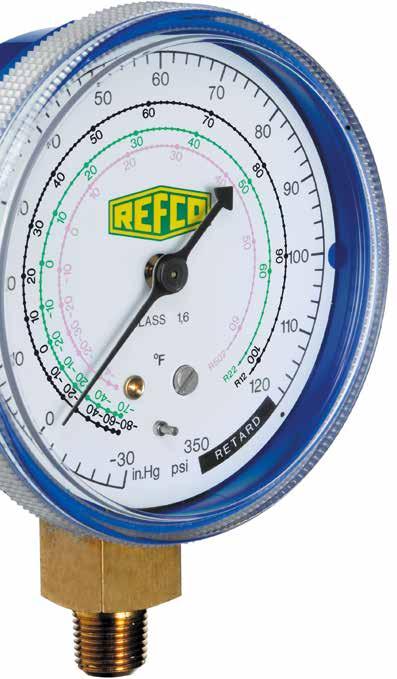 for easy high and low side identification Composite housing Standard 1/8" NPT connection Gauge internals are all brass, no