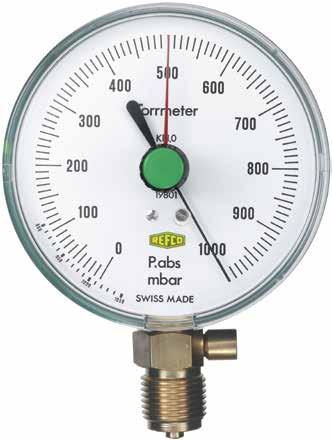 connection Scale in 1000-0 mbar Zero point adjustable 19801 Mechanical Vacuum gauge with maximum pressure indicator pointer and replaceable safety relief device 9882474 19801 Spare Parts for