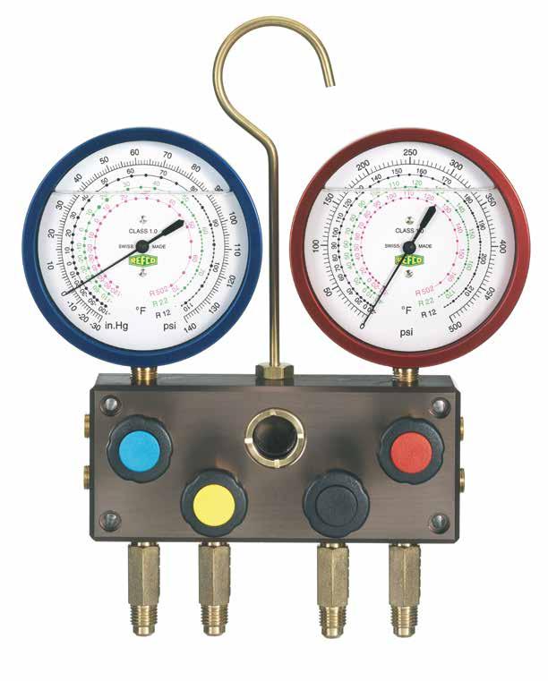 Manifolds DELUXE Four-Way Oil Filled Manifolds Bellow Type Oil-filled, bellow type, Class 1.0 accuracy gauges (R5).