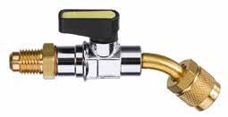 Valve with 1/4" SAE male and female fittings, core depressor and knurled nut CA-1/4"SAE-Y CA-1/4"SAE-Y Yellow ball valve with male & female 1/4"