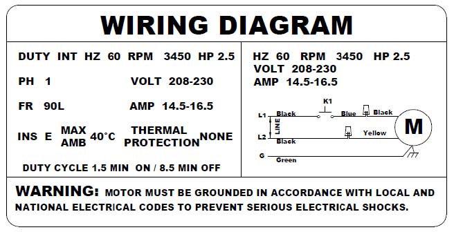 ! Never operate the motor in line voltage less than 20